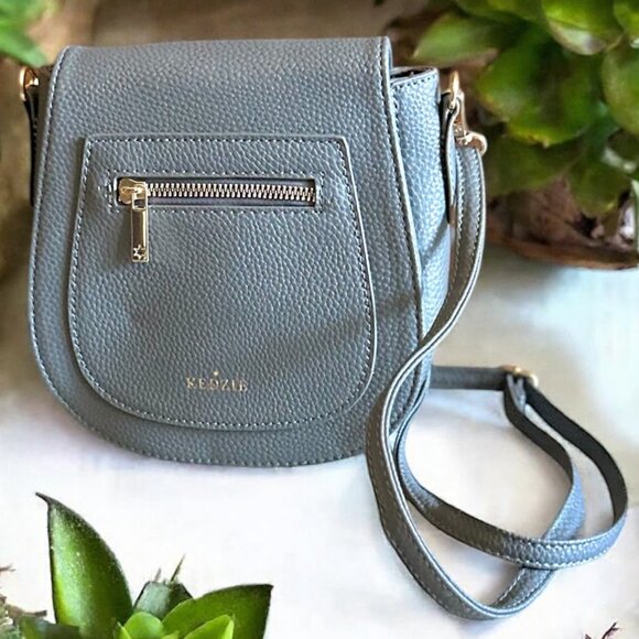 Kedzie Handbags - Kedzie - Camden Vegan Leather Mini Messenger Bag - Grey with Detachable Strap